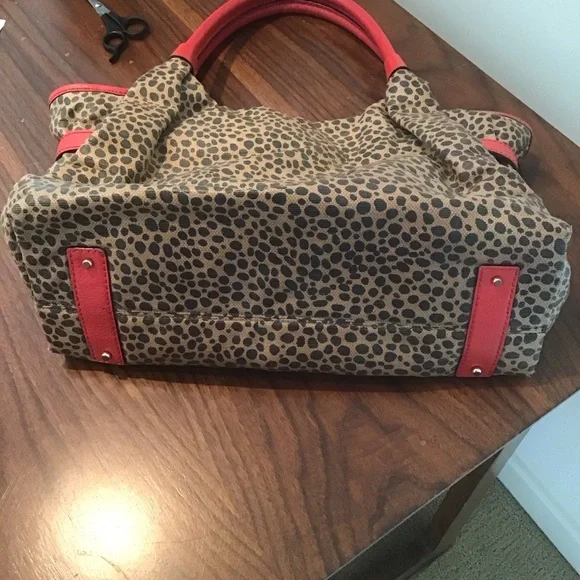 Kate Spade Stevie Leopard Print Red Leather Purse Tote Bag AS IS - Picture 8 of 10